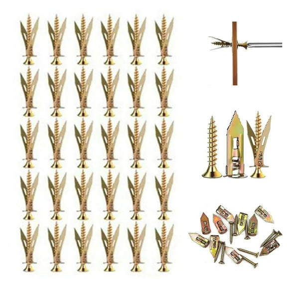 New Gypsum Board Expansion Screws, Self Drilling Drywall Anchors with Screws Kit, Heavy Duty Steel Wall Anchors, Zinc Anchor Self-Drilling Screw Kit for Fixing Shelf, Cabinet, Curtains