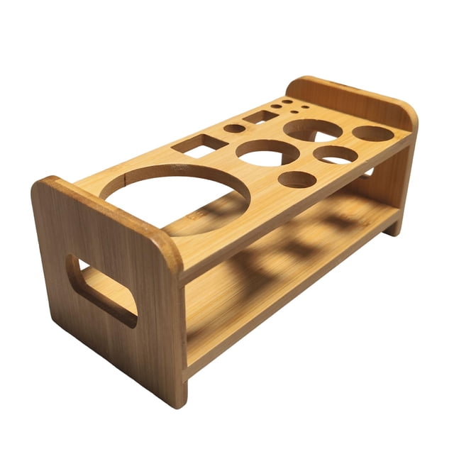 DOLITY Shaker Wooden Rack Barware Stand Portable Bottle Rack with 13 Holes