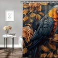 thumbnail image 2 of Orinice Parrot Flowers Bathroom Decor Set - Colorful Luxurious Graphic Print Polyester Fabric Fashion Shower Curtain Set with Hooks 60x72, 2 of 7