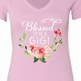 thumbnail image 4 of Inktastic Blessed to Be a Gigi with Pink Flowers Women's V-Neck T-Shirt, 4 of 5