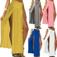 thumbnail image 2 of RABBITH Womens High Waist Sexy Double Slit Front Open Knit Maxi Long Skirt Solid Color P, 2 of 18