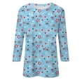thumbnail image 4 of WEANT Summer Tops for Women 4th Of July Casual Independence Day Crew Neck 3/4 Sleeve Blouses for Women Dressy Tee Shirts Loose Fit Usa Celebration Outfits for Women Sky Blue M, 4 of 5