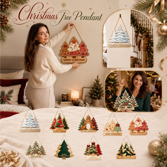 Christmas Tree Decorations Indoor Outdoor Hanging Wooden Sign for Wall Door Home Holiday Party Decorations Gift