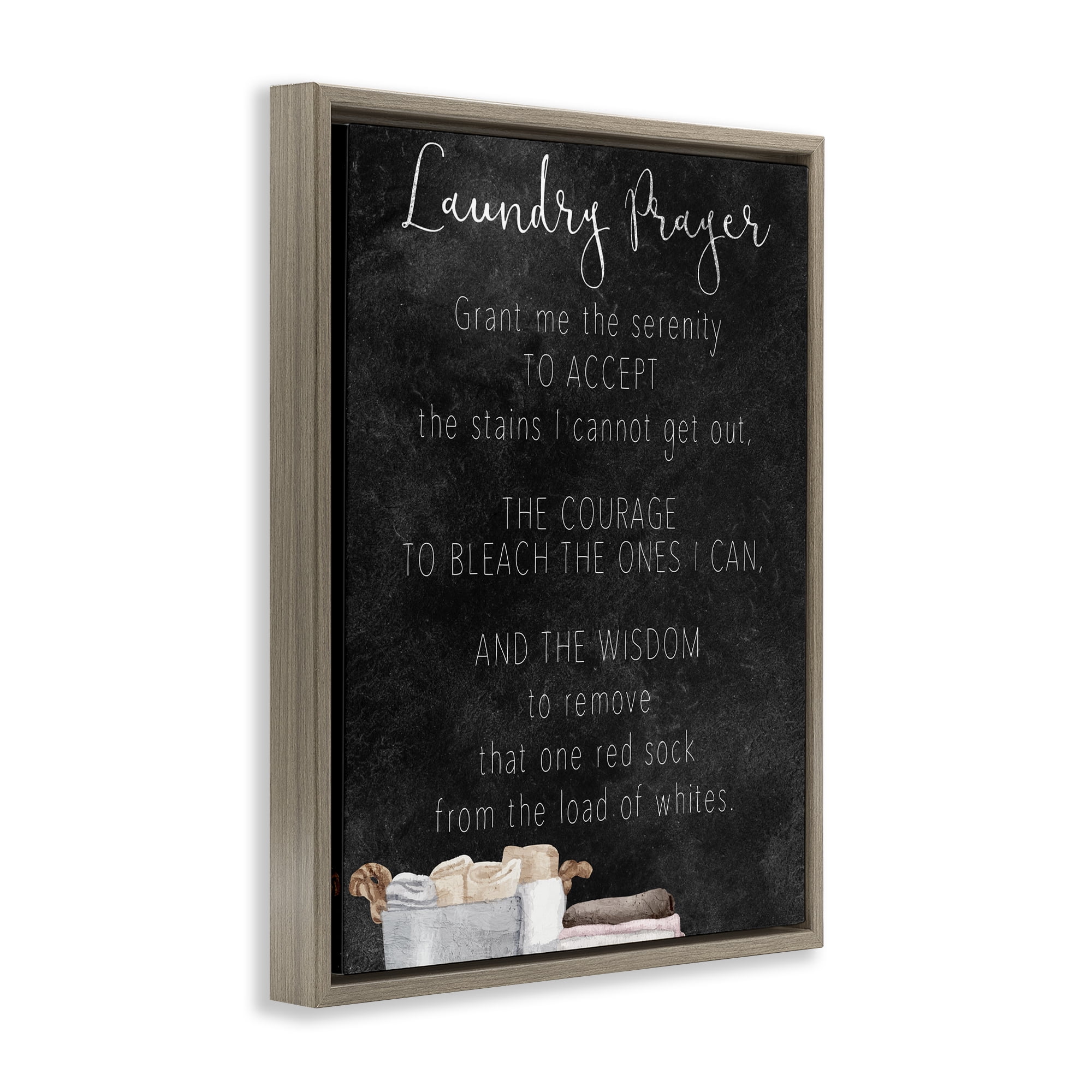 Accept The Stains Laundry Prayer Brown Framed Floater Canvas Wall Art, design by Kim Allen