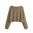 thumbnail image 5 of XRoczxe Women’s V‑Neck Long Sleeve Waffle Knit Crop Top, Casual Solid‑Color Loose Cropped Pullover Shirt, 5 of 9