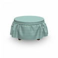 thumbnail image 3 of Geometric Ottoman Cover, Chevron Style Design Art, 2 Piece Slipcover Set with Ruffle Skirt for Square Round Cube Footstool Decorative Home Accent, Standard Size, Seafoam and Cream, by Ambesonne, 3 of 5