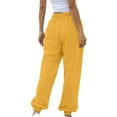 thumbnail image 6 of CLOISE Women Sweatpants Joggers Baggy Joggers Comfort Pull on Tall Elastic Bottom Trousers Yellow Oversized Elastic Waist Drawstring Solid Sweatpants with Pockets Trendy Everyday Long Pants S, 6 of 6