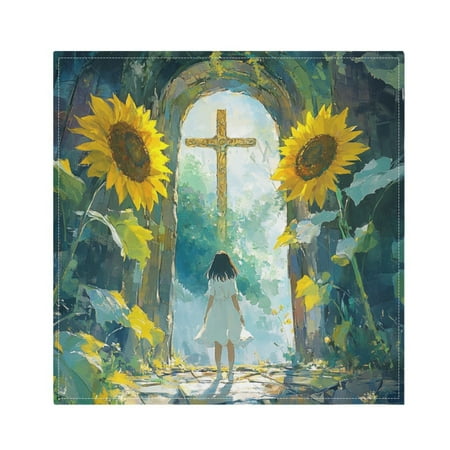 

WOBOGO Sunflower Gate Cloth Napkins 4 Pieces Soft Elegant Touch Durable Absorbent Quick Drying for Elegant Dining