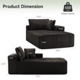 thumbnail image 4 of LUMIHO Chaise Lounge with Right Armrest, Comfy Corduroy Upholstered Sofa Bed Chair, No Assembly Required Modern Upholstered Lounge Chair for Bedroom, Living Room and Office,Black, 4 of 4