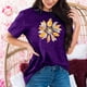 thumbnail image 2 of Ploknplq Plus Size Graphic Tees for Women,Shirts for Women,T Shirts for Women,Dandelion Graphic T Shirts Teen Cute Sunflower Print Tops,Graphic T-shirts,Beach Vacation Clothes for Women Purple 1 M, 2 of 4