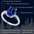 thumbnail image 2 of Gem Stone King 3.34 Ct Oval Blue Created Sapphire White Diamond 14K White Gold Ring, 2 of 4