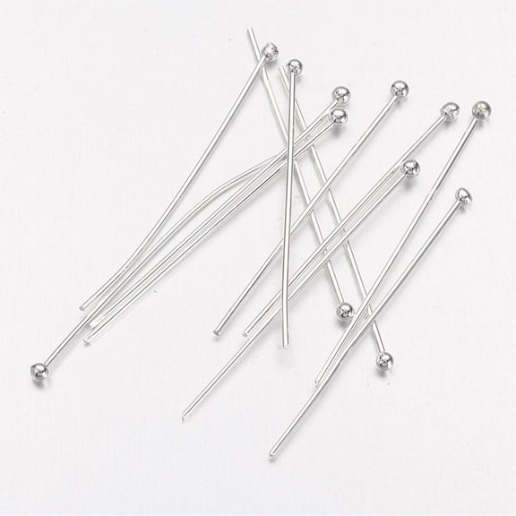 200pcs Silver color Plated Brass Ball Head Pins 30x0.6mm 22 Gauge Head: 1.5mm