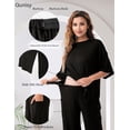 thumbnail image 3 of Conjunto de mernidad de 2 piezas con manga corta a juego, ajustable, pantalones largos para embarazo, verano, ropa de descanso, 3 of 5