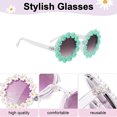 thumbnail image 3 of Gafas de sol retro de margaritas para mujer, gafas de sol redondas de flores para festivales de discoteca, 3 of 5