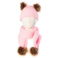 thumbnail image 3 of Bebé Niños Niñas Invierno Cálido Faux Doble Piel Pom Bobble Knit Bufanda Rosado perfke Set de bufanda de sombrero infantil, 3 of 9