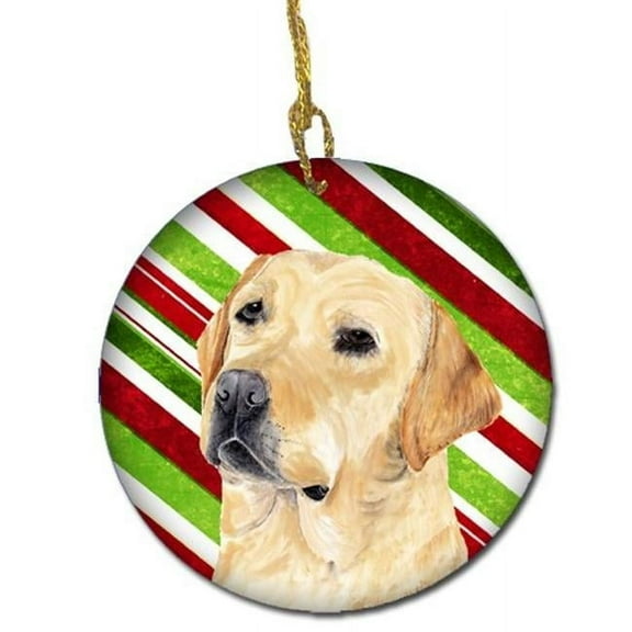Labrador Candy Cane Holiday Christmas Ceramic Ornament