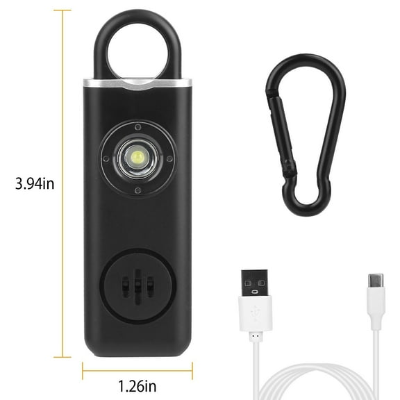 Portable Personal Safety Alarm with 130dB Siren, Rechargeable Battery, and LED Flashlight
