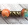 thumbnail image 5 of BR Pulsera tibetana de estilo vintage con cuentas de jade blanco natural de 10 mm - marrón, naranja y azul - cuentas de bronce antiguo, 5 of 5