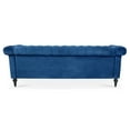 thumbnail image 2 of Modern 3 Seater Sofa with Gourd Shaped Birch Legs, Comfy Couch with Sliver Studs Trim and Pleated Rolled Arms, Classic Sofa for Living Room, Office, Blue, 2 of 8