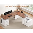 thumbnail image 4 of 76.8" Farmhouse L Shaped Electric Standing Desk with 6 Drawers and File Cabinet, Height Adjustable Computer Desk, Home Office Desk, 4 of 8