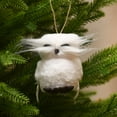 thumbnail image 2 of Temps des fêtes Noël souhaits chauds fausse fourrure hibou ornement, blanc, 1 comte, 2 of 5