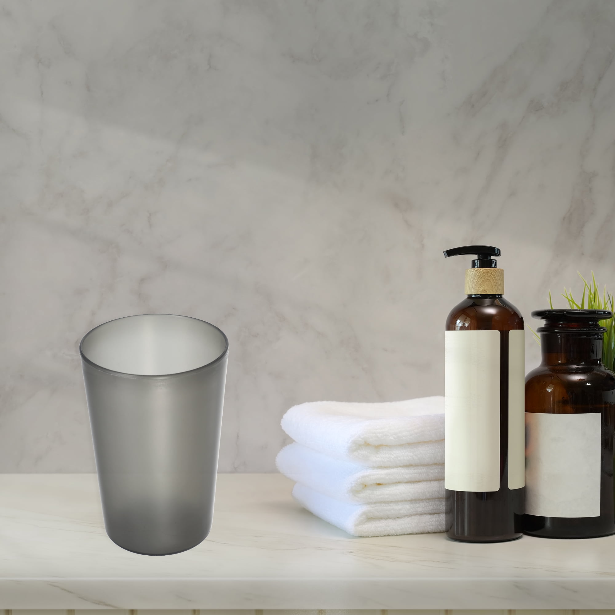 Unique Bargains 2Pcs Bathroom Toothbrush Tumblers PP Cup Color Gray Black 4.52"x3.03"