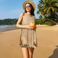 thumbnail image 3 of Fotbe Engraved Coffee On Kraft Paper Pattern Women’s Summer Tank Midi Dress – Sleeveless A-Line Dress, Floral T-Shirt Dress, Casual Flowing Beach Sundress, 3 of 7
