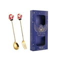 thumbnail image 3 of Kits de Cubiertos de Navidad Juego de Cubiertos de Vajilla, Utensilios de Cucharas de Té, Juego de Tenedores de Cucharas Navideñas de Acero Inoxidable anciano azul perfecl postre cucharas tenedores, 3 of 8