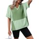 thumbnail image 1 of Tops Dokotoo Spring para mujer, camiseta verde de manga corta con cuello en V, 1 of 6