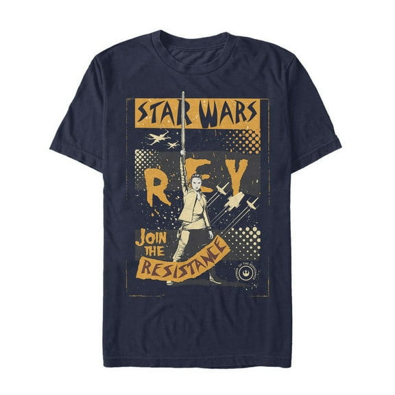 Men's Star Wars The Last Jedi Rey Join Resistance  Graphic Tee Navy Blue 3X Large