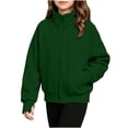 thumbnail image 7 of LUGOGNE Boys Girls Zip Up Jacket Kids Mock Neck Long Sleeve Athletic Sweatshirt with Thumb Hole and Pockets Army Green,130, 7 of 7