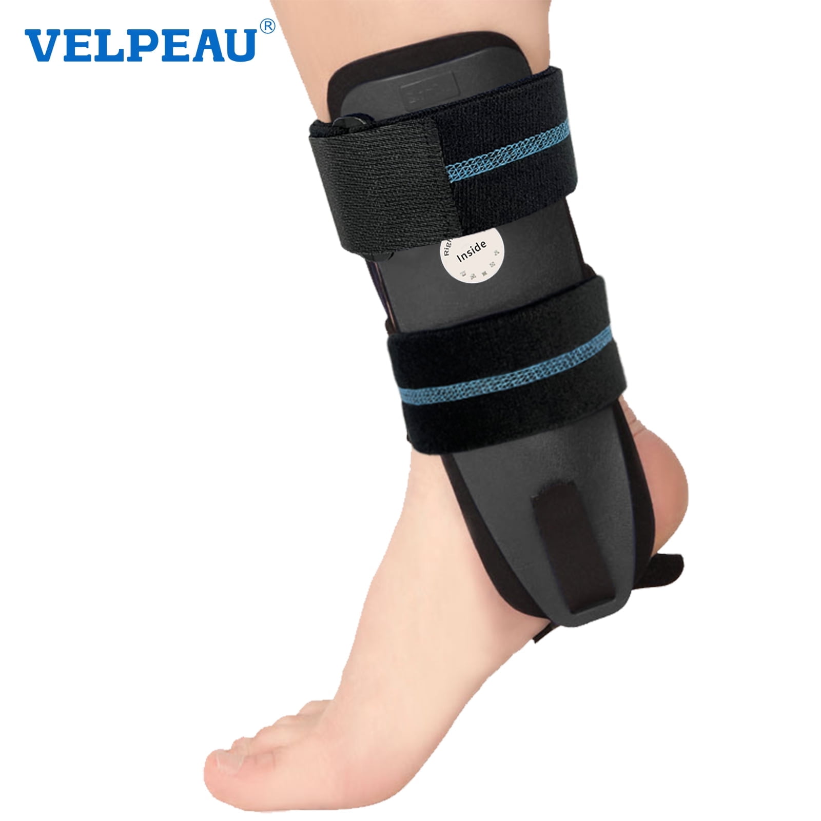 Velpeau Ankle Brace - Stirrup Ankle Splint - Adjustable Rigid Stabilizer for Sprains, Tendonitis, Post-Op Cast Support and Injury Protection for Women and Men (Foam Pads, Large - Right Foot)