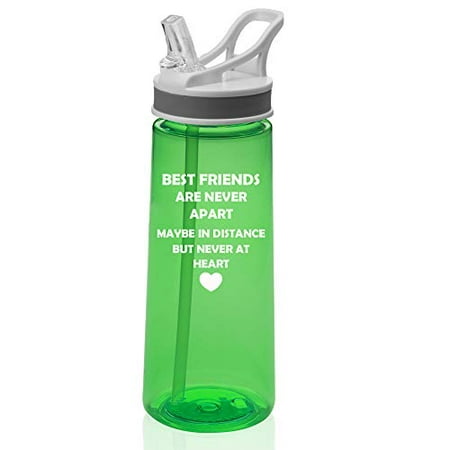 22 oz. Sports Water Bottle Travel Mug Cup With Flip Up Straw Best Friends Long Distance Love