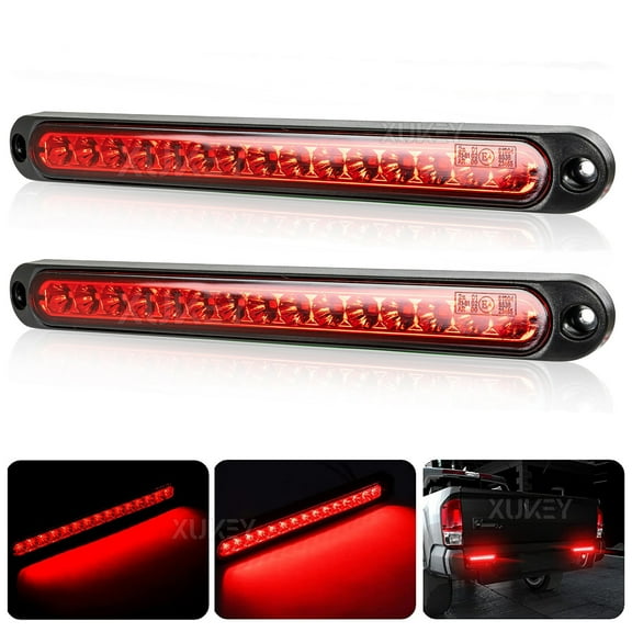 Yiyasu 2x Red 10inch LED Sealed Truck Trailer 3rd Brake Turn Tail Submersible Light Bar
