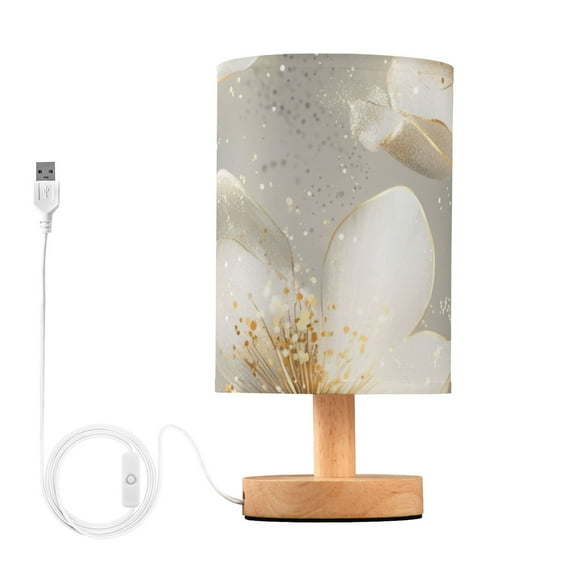 Gold Flowers Table Lamp for Desk Nightstand Lamp with USB Modern Gifts for Bedroom Living Room Kids Room