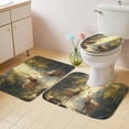thumbnail image 4 of Fantasy Forest Animal Bathroom Rugs Set Vintage Deer Lakes Creek Water Non Slip Absorbent Soft Bath Mats 3 Piece Set with Bathroom Rug, U-Shaped Floor Mat, Toilet Seat Cover Large Size, 4 of 9