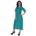 thumbnail image 4 of Moomaya Womens Gathered Waist Dress Tea Length Dresses Classic Summer Clothing, 4 of 7