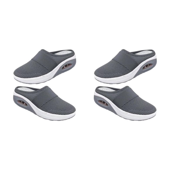 Sonducket Zapatillas de cuña para mujer, zapatillas informales de malla con cojín de aire, zapatos Vintage, sandalias, plataforma Gris 36 yardas 2piezas