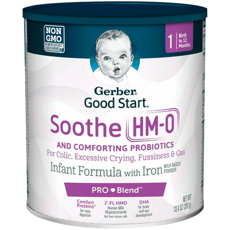 Gerber Good Start Soothe (HMO) Non-GMO Powder Infant Formula, Stage 1, 12.4