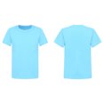 thumbnail image 5 of Lejafay Kids Boys Solid Color Short Sleeve Crewneck T-shirt Summer Casual Outdoor Sport Wear Tee Tops Sky Blue 140, 5 of 6