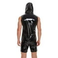 thumbnail image 5 of Men Sexy Leather Tank Top, Shiny PVC Leather, Hoodies Shirts Sleeveless, Male Glossy Leather Vest, 5 of 7