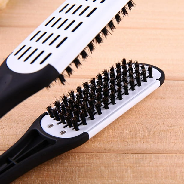 HonHaione Plywood Bristles Comb Straightener Electric Heat Brush