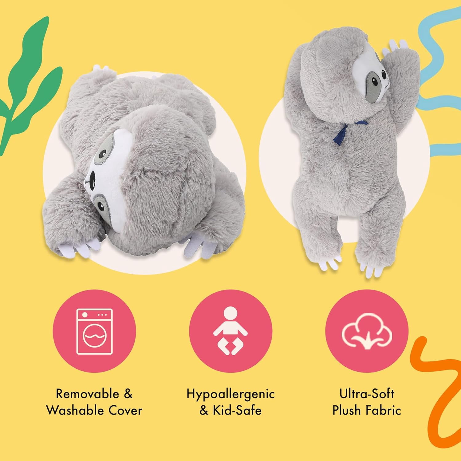Lilly’s Love Weighted Animal Sloth- Heatable Warmie Plush & Coolable Plush , Lavender Scented Comfort Toy for Relaxation