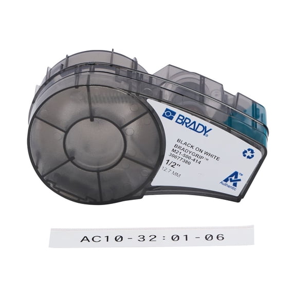 Brady B-414 - Polyester - matte - removable adhesive - 381 micron - black on white - Roll (1.27 cm x 3.05 m) 1 roll(s) label tape