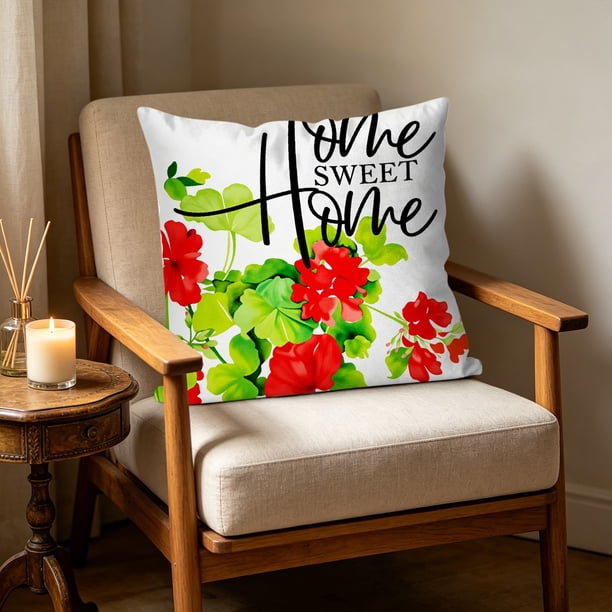 YiJuHui Spring Summer Throw Pillow Covers, Decorative Cushion Covers with Cute Floral Pattern, Soft Breathable Polyester, for Sofa Bedroom Home Decor