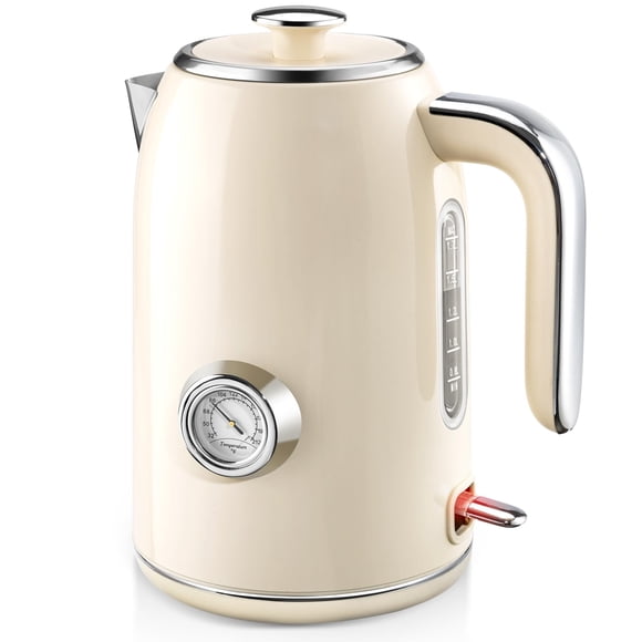 Hervidor eléctrico PUKOMC 1.7 L de acero inoxidable con medidor de temperatura