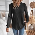 thumbnail image 4 of KkSLirnhs Workout Tops Going Out Tops for Women Plus Size Tunic Tops Women Casual Loose Solid Color Long Sleeves Tops T Shirts Blouse M Black, 4 of 6