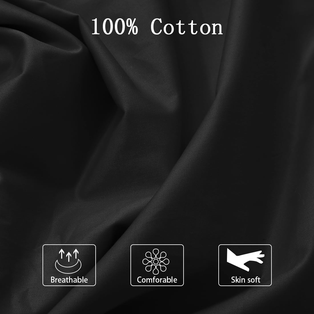 Unique Bargains Cotton Zippered Body Pillowcase Pillow Cover Black 20" x 72"