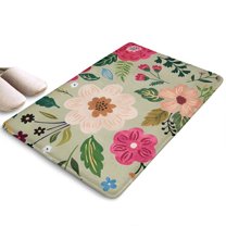 Vibrant Pioneer Flower Pattern Flannel Non Slip Door Rugs,Washable Door Mats Indoor,Decorative Door Mats,Dirt-Resistant and Absorbent Doormat for Entrance,Bedroom,Kitchen,Bathroom,31.5x17in(80x43cm)