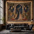 thumbnail image 6 of Moonlit Woman Within a Symmetrical Peacock Garden, Mystical Fantasy for Peacock Lovers, Moon Garden Decor, Housewarming Gift, Tapestry Wall Hanging for Bedroom and Studio, 6 of 7